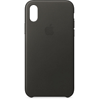 Чехол Apple Leather Case для iPhone X - Угольно-серый