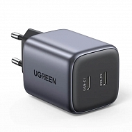 Сетевой адаптер UGREEN Nexode USB-C + USB-C 45 Вт (25+20) PD - Серый