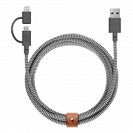 Кабель Native Union Belt USB-A на MicroUSB на Lightning – Черно-белый