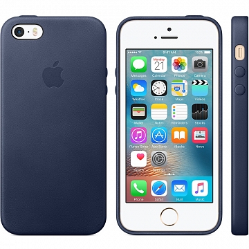 Чехол Apple Leather Case для iPhone SE - Синий