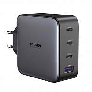 Сетевой адаптер UGREEN USB-A+3*USB-C 100W GaN + кабель - Черный