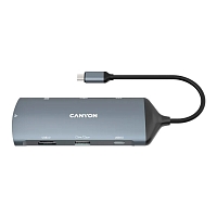 Мультифункциональный адаптер CANYON DS-15 8-в-1 HDMI Gigabit Ethernet - Серый