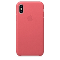 Чехол Apple Leather Case для iPhone XS - Розовый пион