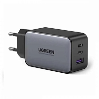Сетевой адаптер Ugreen GaN Tech Fast Charger USB-A + 2*USB-C 65W – Черный